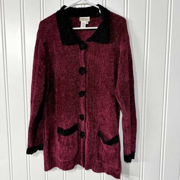 VTG Coldwater Creek Sweater Women Size L Button Down Chunky Knit Deep Pocket - Picture 1 of 5